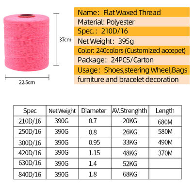 100% Polyester Flachgeflechtes Nähgarn für Leder Geflechtes Wachsgarn 240 Farben