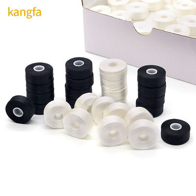 75D/2 100% Polyester vorgewickelte Bobbins Fäden hohe Festigkeit 144 Stück/Box L Typ Weiße Seite