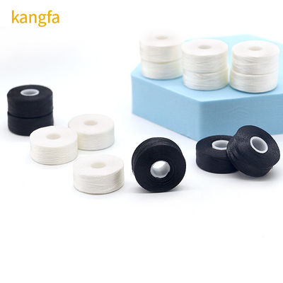 75D/2 100% Polyester vorgewickelte Bobbins Fäden hohe Festigkeit 144 Stück/Box L Typ Weiße Seite