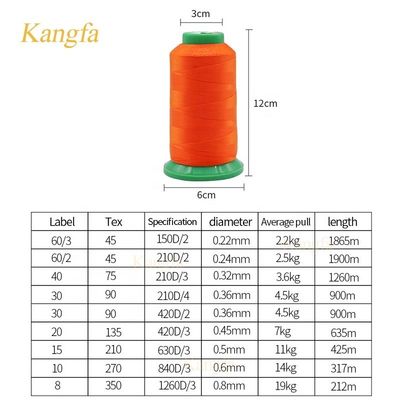 240 Farboptionen Hochfestigkeit Tex135 Polyester Nähgarne für Leder Nähen