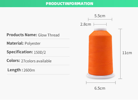 Glow In The Dark 150D/2 Polyester Stickfaden 3000 Yards Roll Nettogewicht 100G