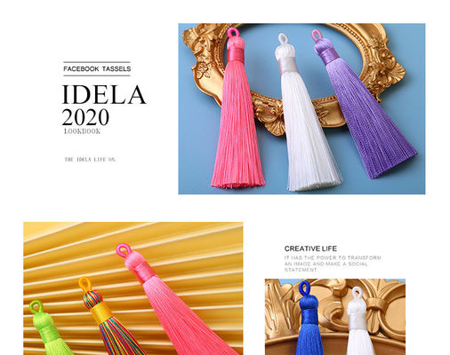 Antistatische Bürste Farbe 8cm Seiden Tassel Frisur Schlüsselkette für Party Tasche Dekoration